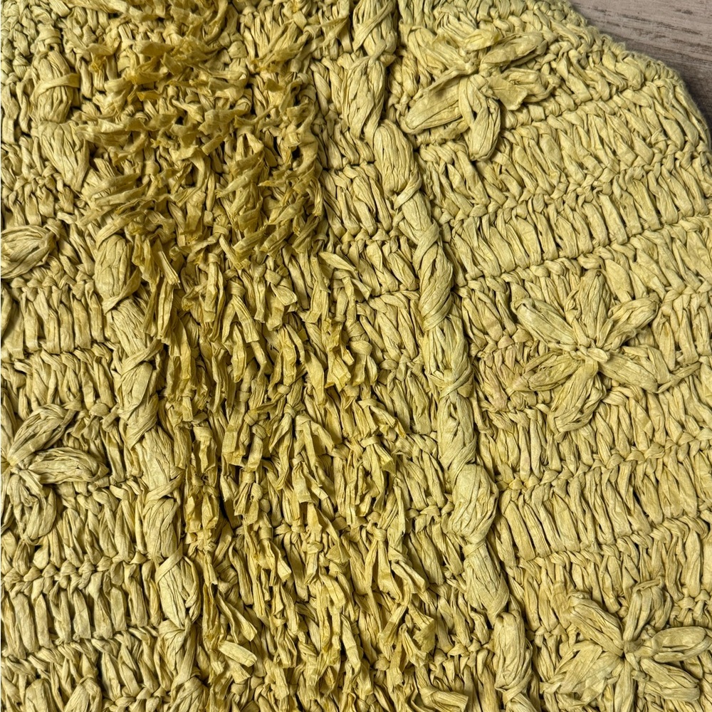 Anthropologie Rosalita Rafia Yellow Fringe Tote Bag - Picture 14 of 16